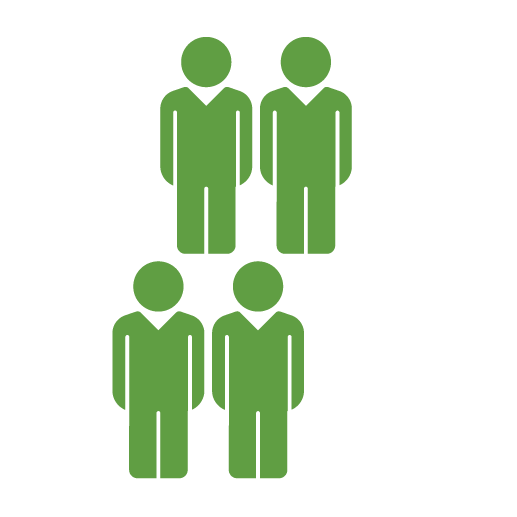four green people and one white