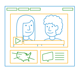 line drawing of online video player screen