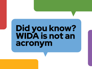 multiple speech bubbles with the words did you know wida is not an acronym in the center
