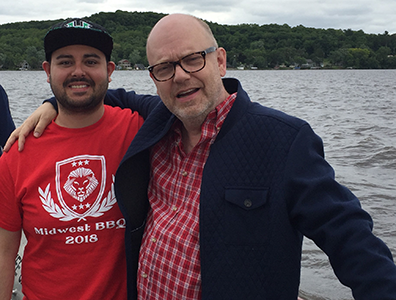 Sam Aguirre and Tim Boals aboard the Merrimac Ferry in 2018