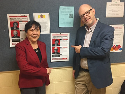 Diep and Tim at a 2018 International Consortium for Multilingual Education and Equity event.