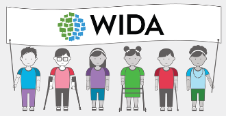 illustration of row of students with various disabilities