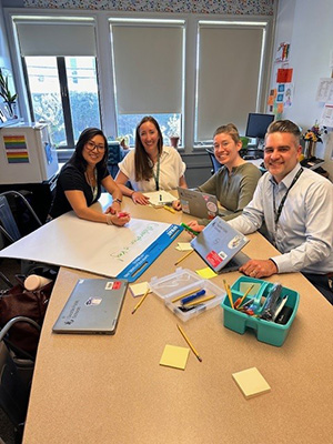 Four educators work around a table.