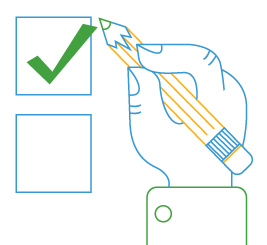 line drawing of hand and checkboxes