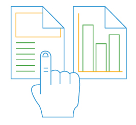 line drawing of hand pointing to one of two styles of resources