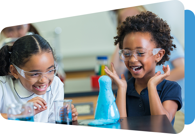 younger children at science lab table